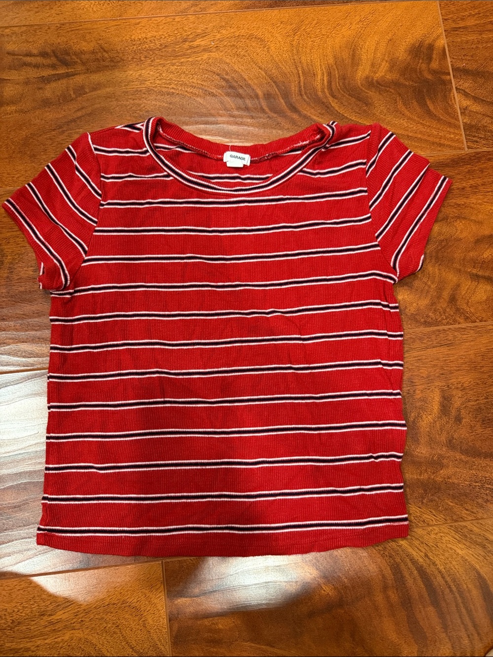 Garage Red Striped Short Sleeve Tee